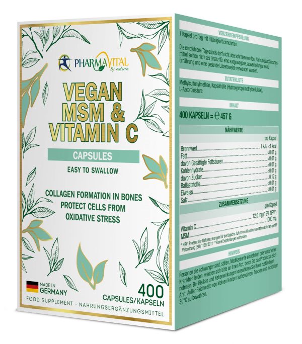 Vegan MSM & Vitamin C 400 Kapseln – Bild 2