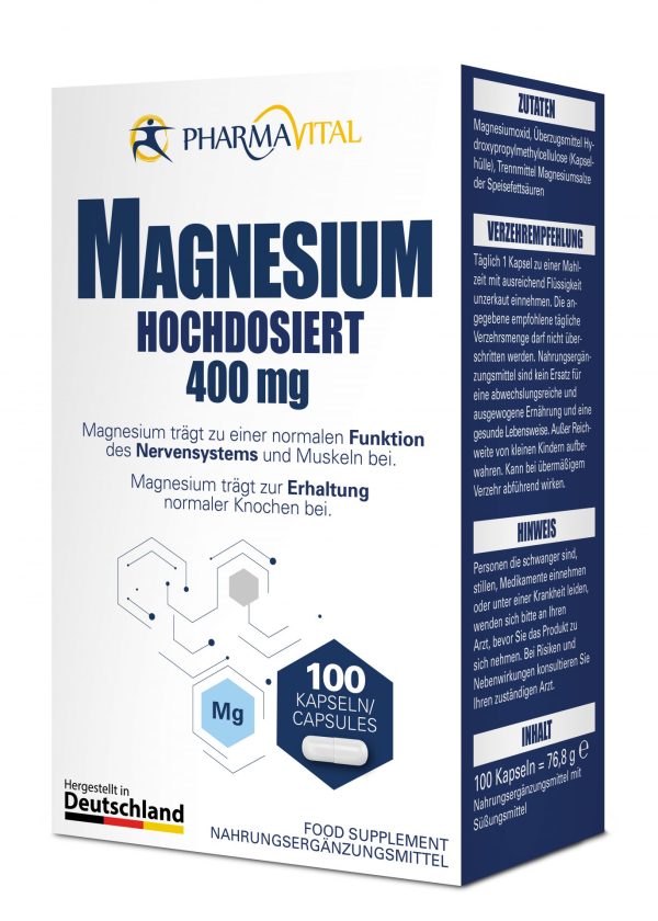 Magnesium Hochdosiert 400 mg Kapseln 100 Kapseln – Bild 2